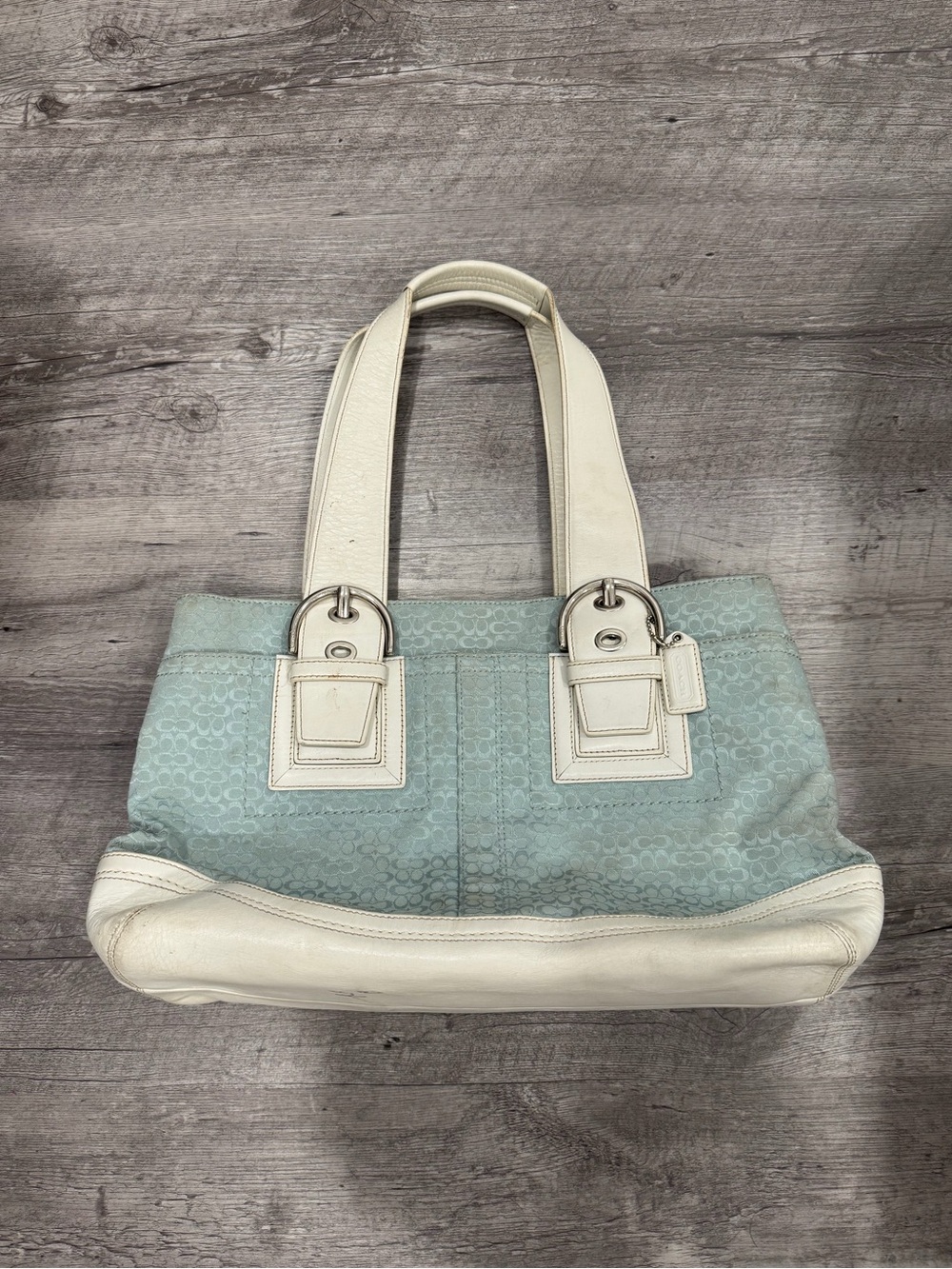 Vintage coach soho sky blue tote bag